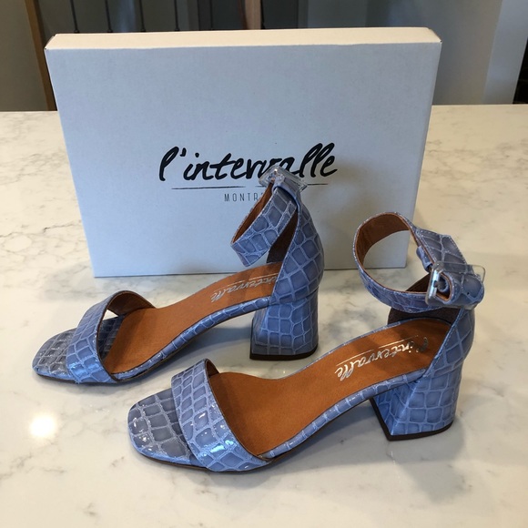 NEW never worn light blue croc skin l’Intervalle sandals made in Spain size 36 - Picture 4 of 7